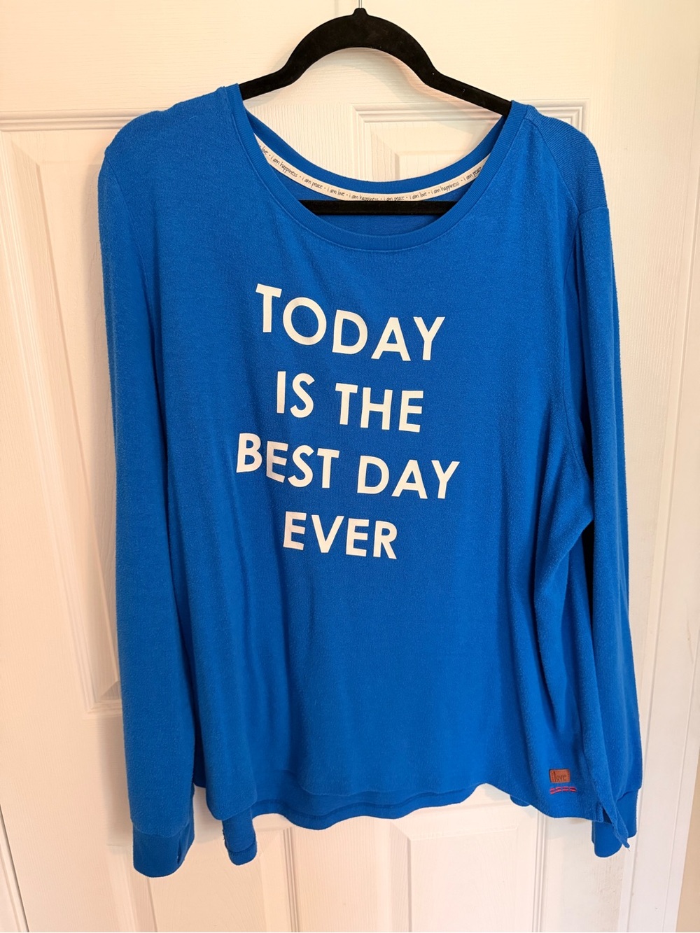 Love Bright Blue Long Sleeve Top with White Slogan